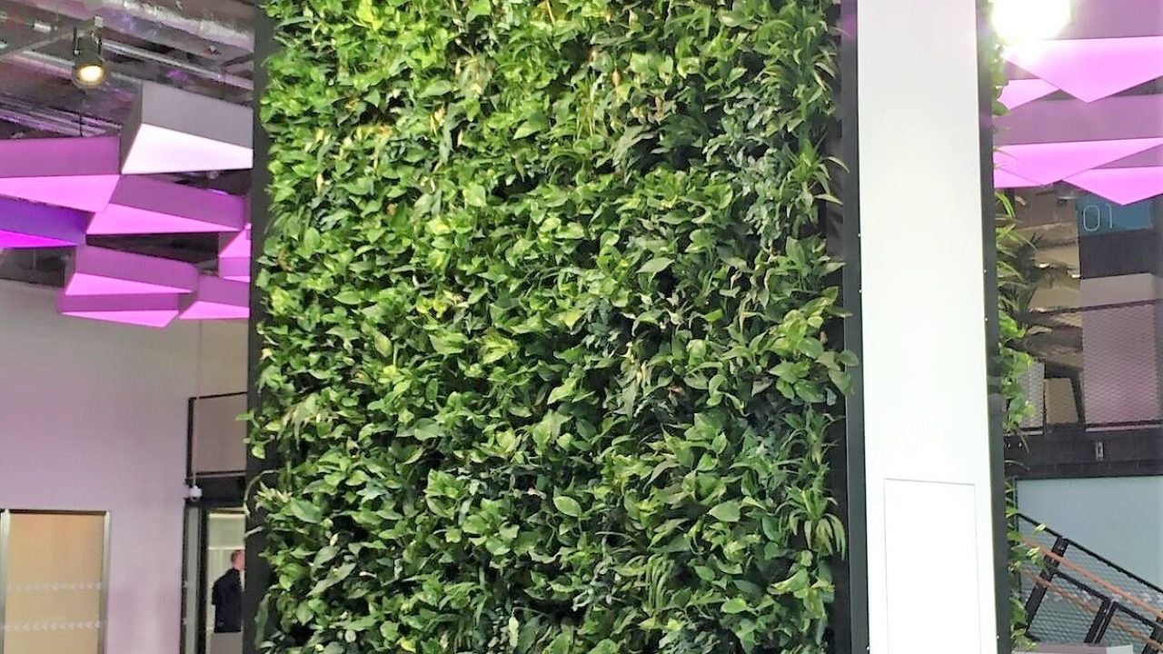 living wall office interior stairs