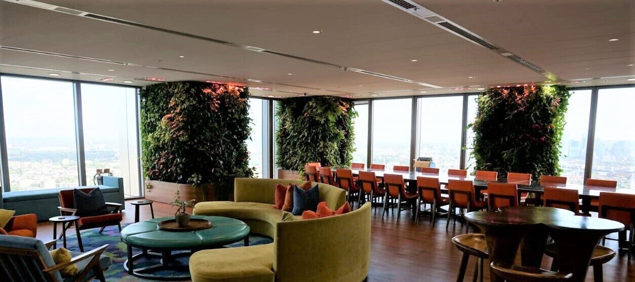 living walls interior office jungle columns