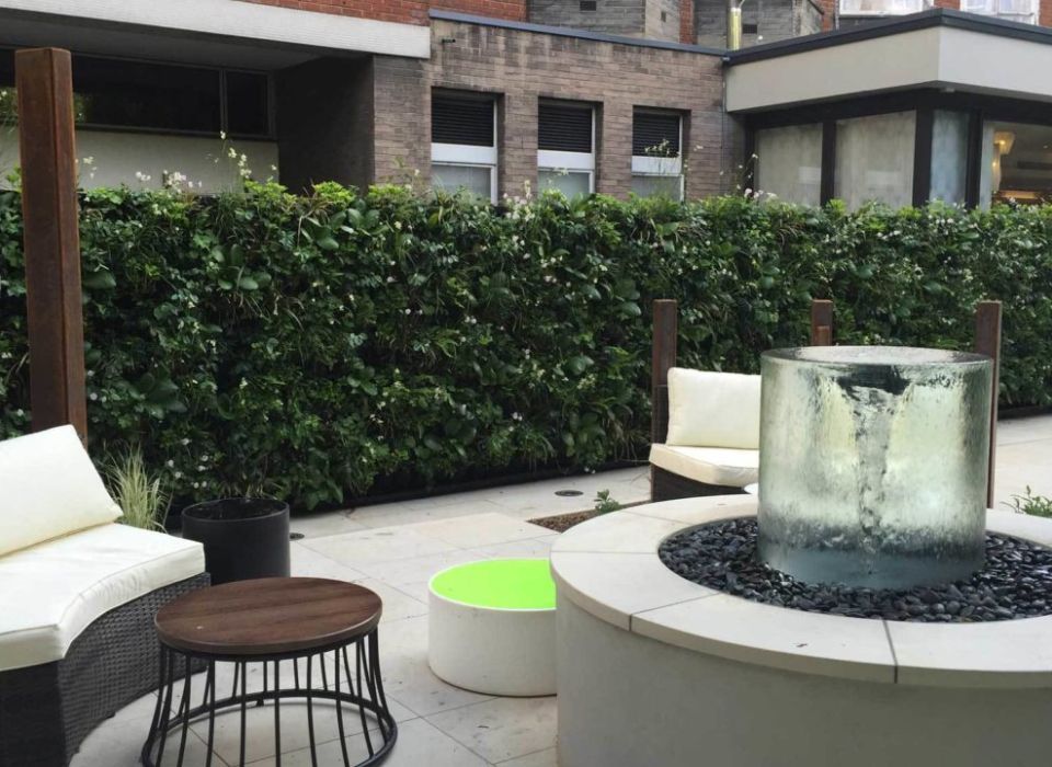 Landscaping bedford hotel water feature entertainment